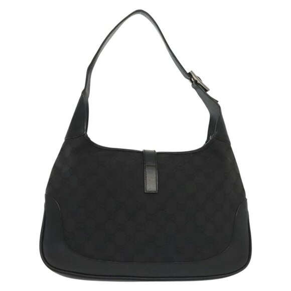 GUCCI GG Canvas Jackie Shoulder Bag Black Silver - Picture 3 of 15